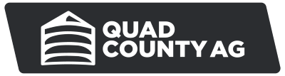 Quad County Logo with dark background and white letters
